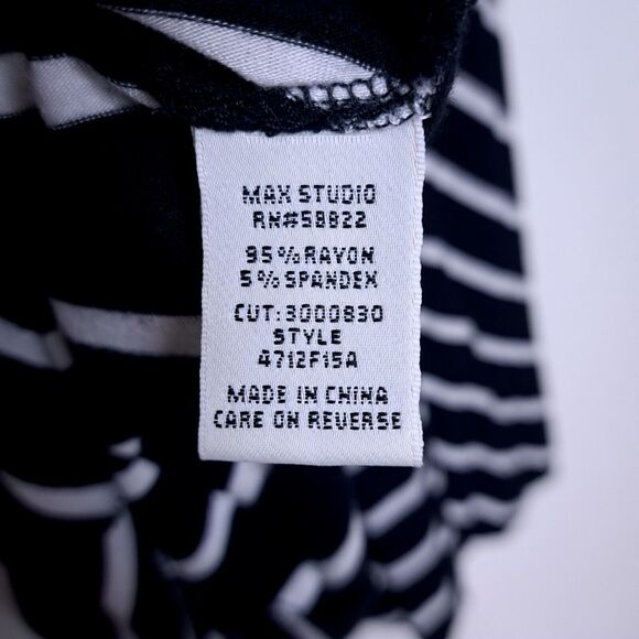 Max Studio Black White Chevron Stripe Skirt Knee Length Pull On Women's Medium - Picture 5 of 7